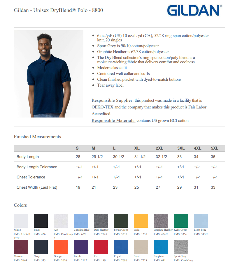 12 Full Color Custom Embroidered Polo Shirts